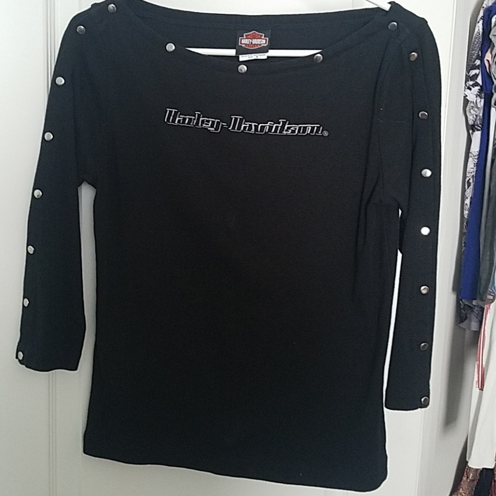 Harley Davidson Black top Medium 3/4 sleeves